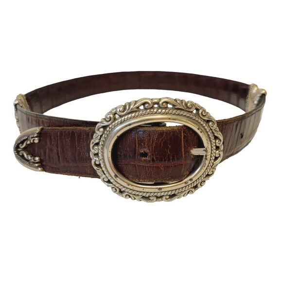 Vtg Brighton Leather Croc Silver Hardware Reversible 4 Opt. Women Belt - Picture 4 of 11